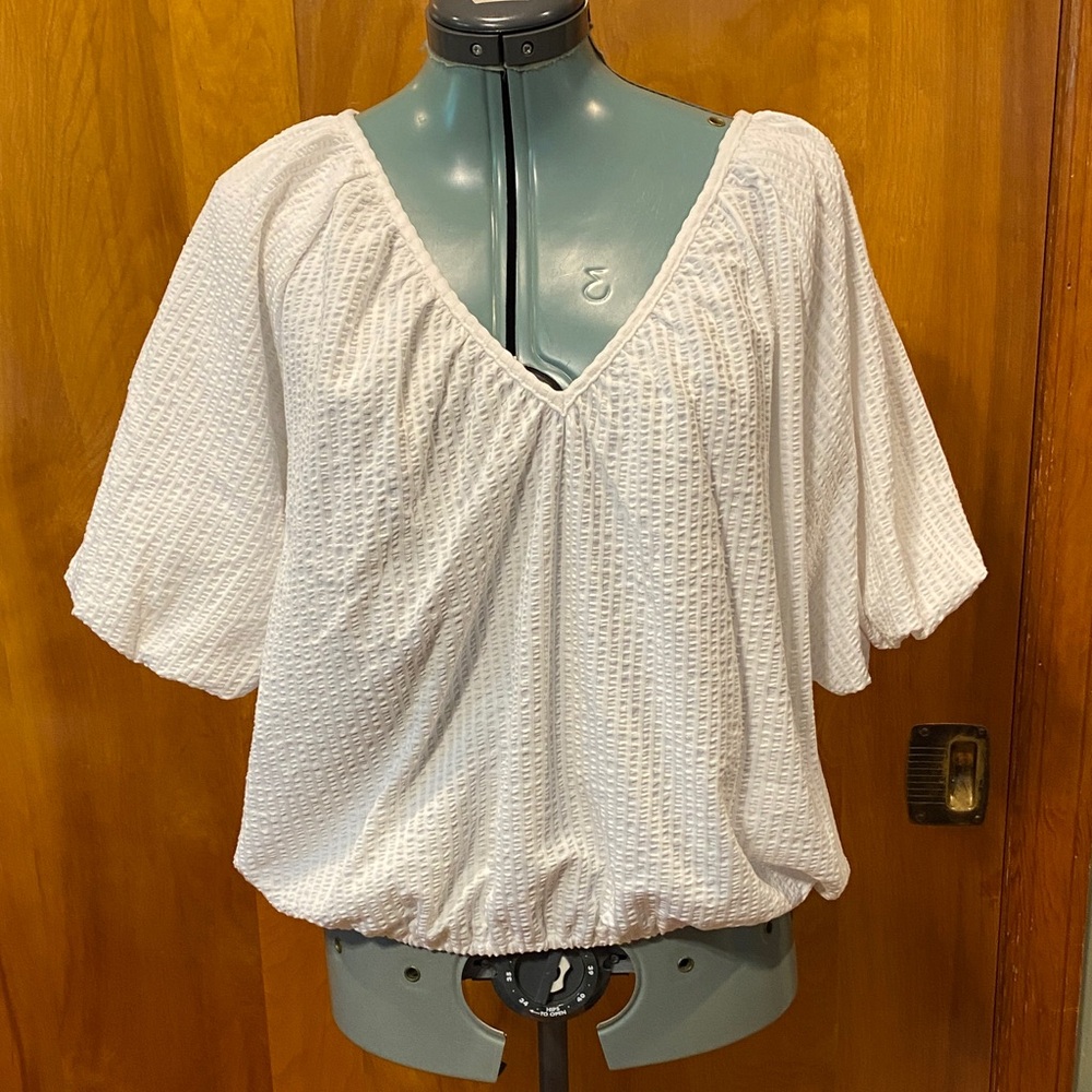 LOFT White Textured Blouse